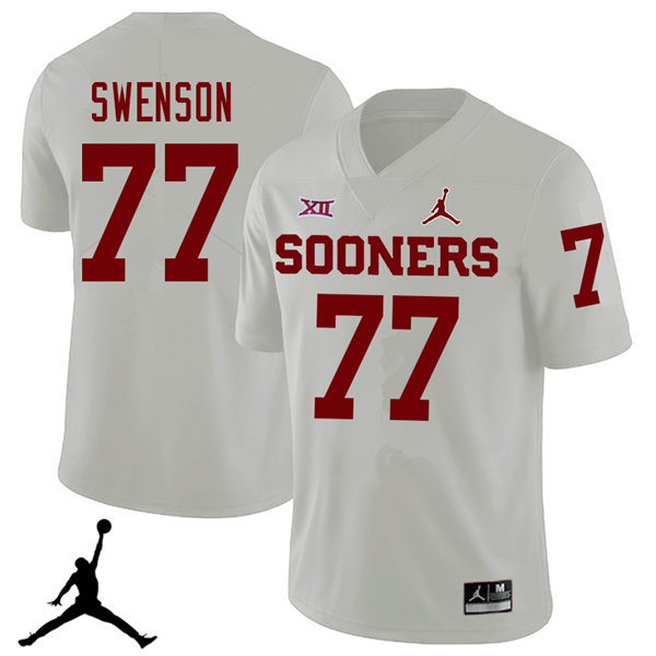 Jordan Brand Men #77 Erik Swenson Oklahoma Sooners 2018 College Football Jerseys Sale-White - Click Image to Close